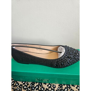 Women's Lauren Lorainne Kelsey Black Glitter Embellished Flats